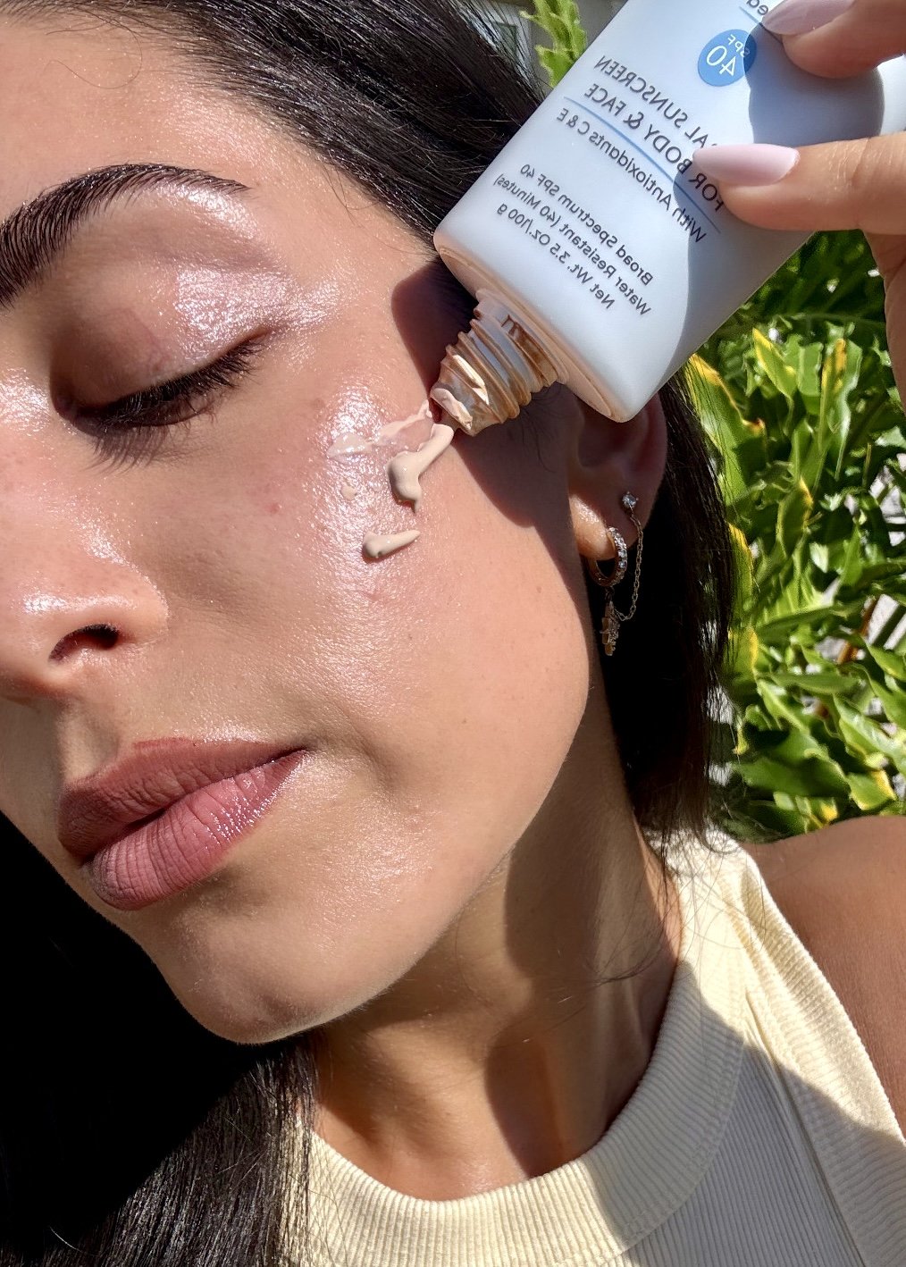 Rebecca applying skincare
